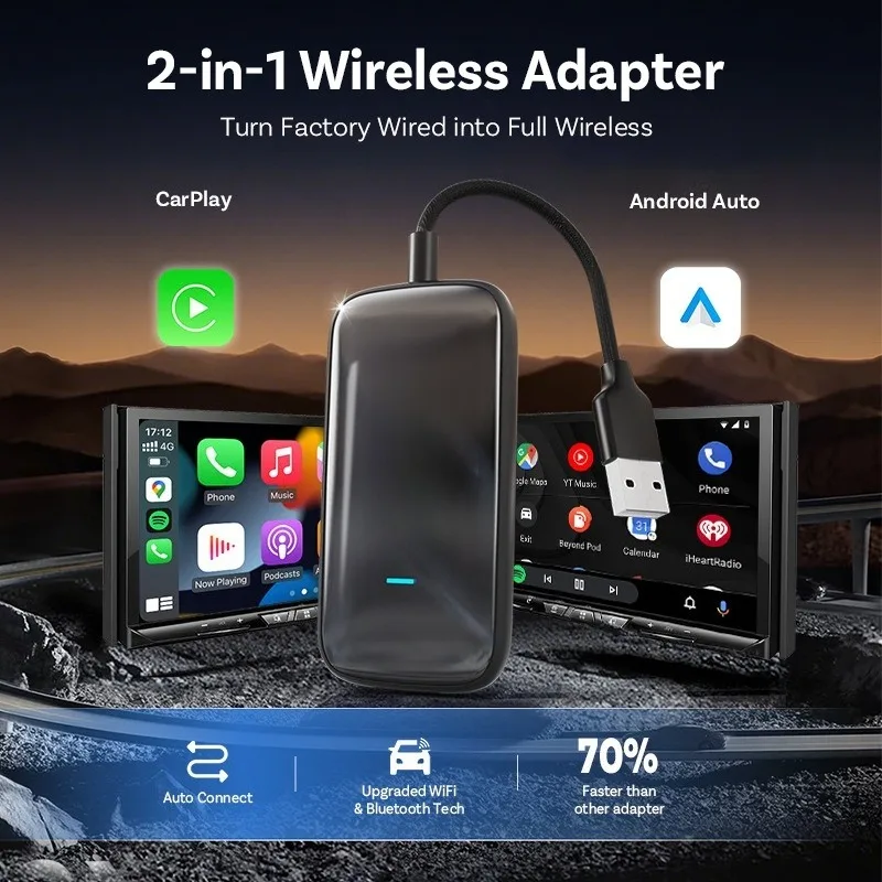 Wired to Wireless CarPlay Box Android Auto Smart USB Adapter Plug & Play Car Radio Dongle