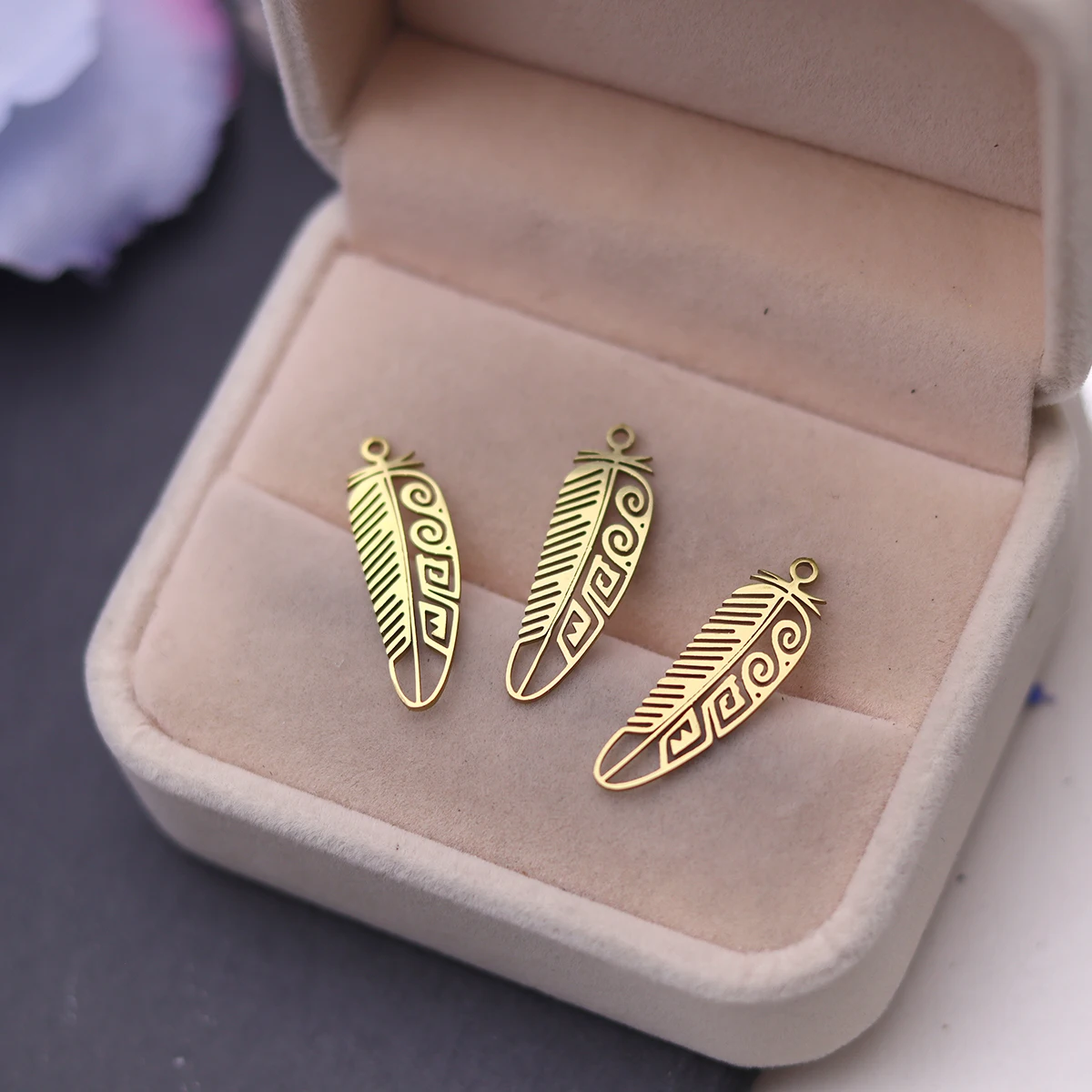3pcs Boho Feather Charms Stainless Steel Feather Tassel Pendant for DIY Jewelry Making Earrings Necklace Bracelet Craft Supplies