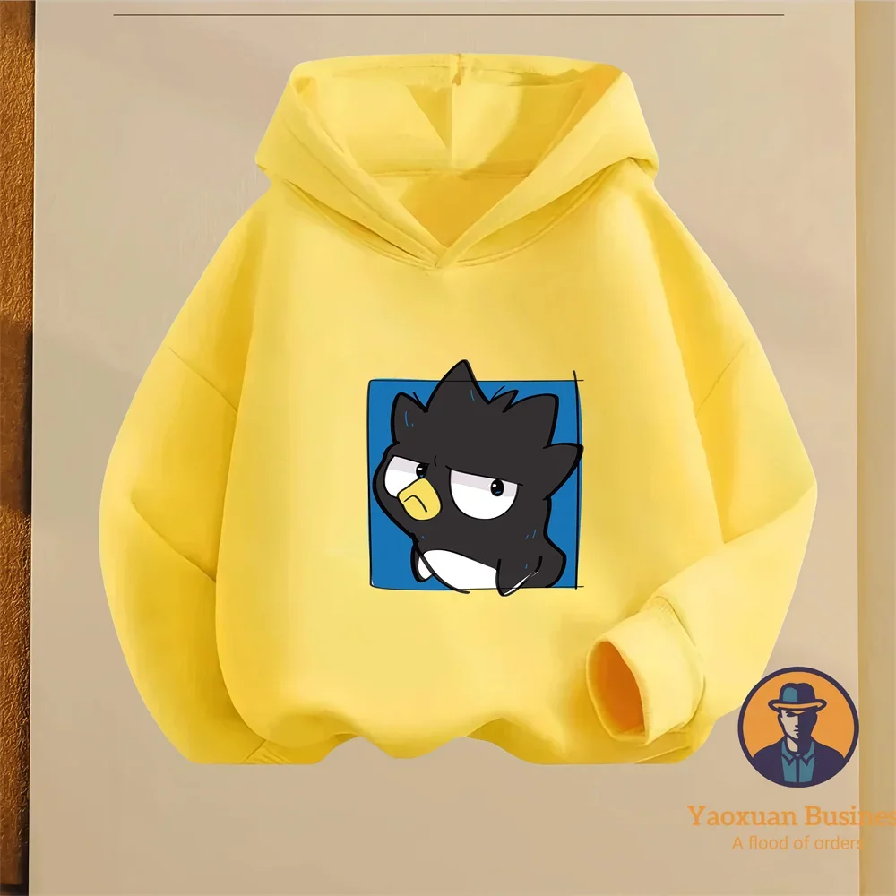 

Boys Girls Street Party Pure Cotton Hoodie BADBADTZ MARU Fresh Cartoon Autumn Winter Style