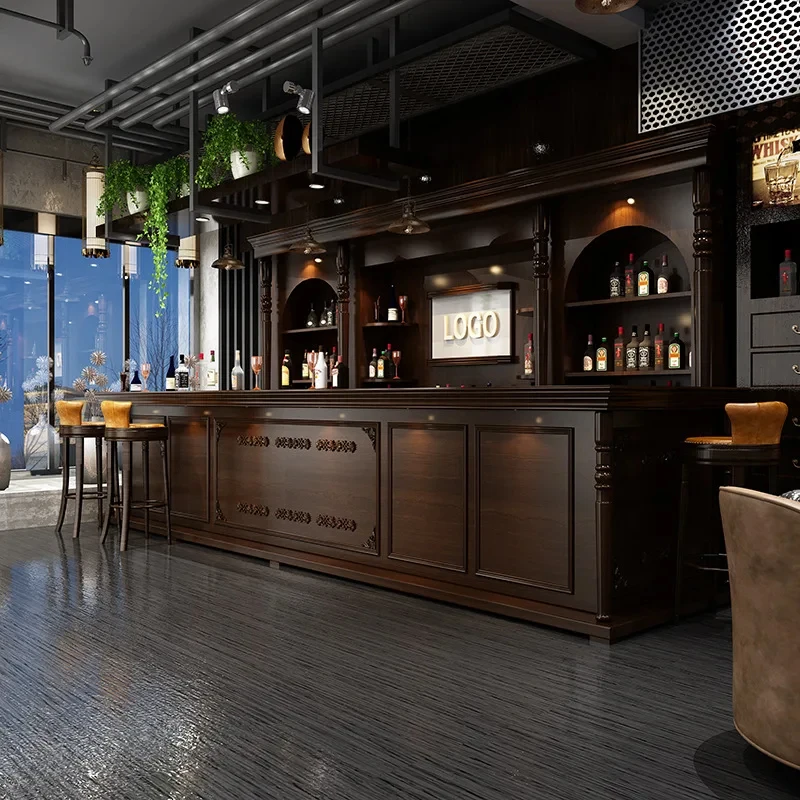 custom.European Style Retro bar Coffee Shop Restaurant Corner bar Counter Cashier Counter Front Desk Milk Tea