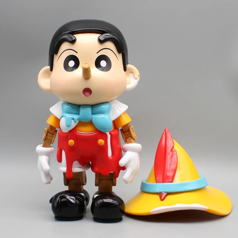 Kredka Shin-chan Anime figurka pinokio Shin-chan 28cm figurki figurka z pcv posąg Model kolekcjonerski dekoracja zabawki dla dzieci