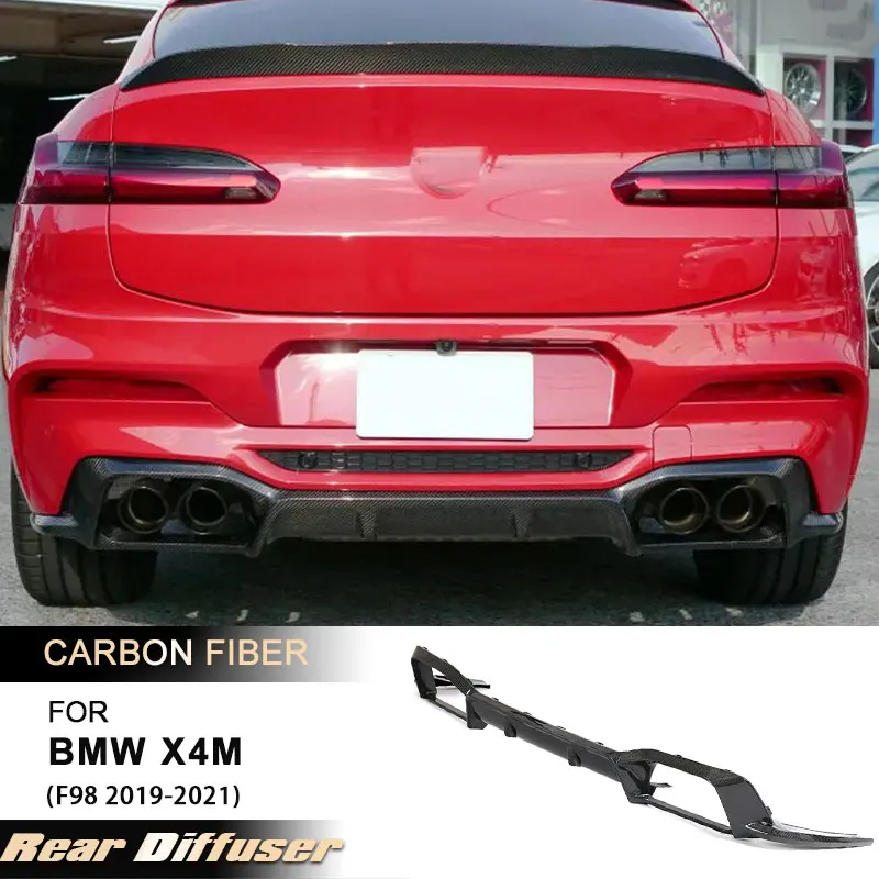

Задний бампер автомобиля, диффузор, спойлер для BMW X4M F98 2019-2021, гоночный задний фартук, фартук, комплект кузова из углеродного волокна