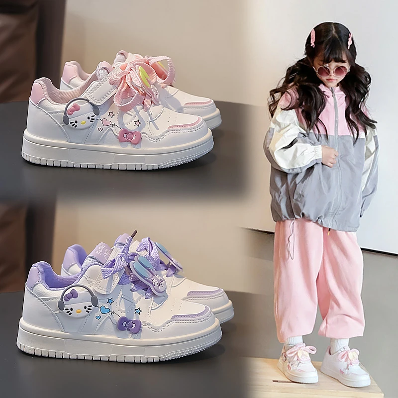 

Удобные детские кроссовки Four Seasons: милые мультяшные кеды с бантом, низкие, нескользящие, с мягкой подошвой, для повседневной носки и школы, для девочек