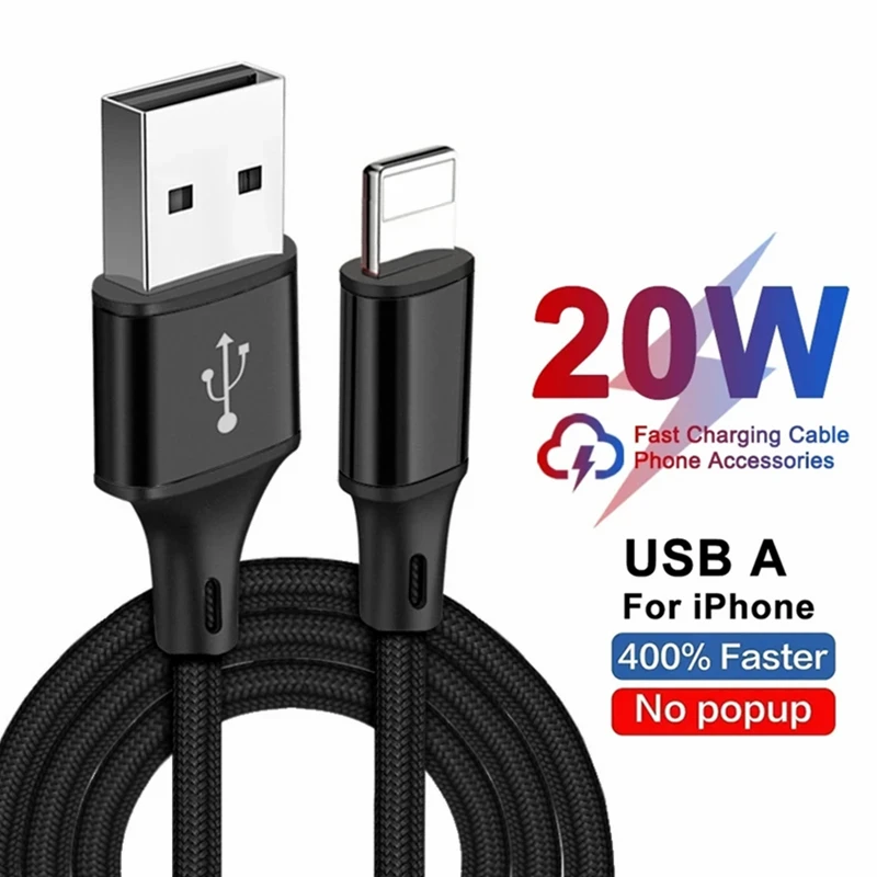 1m 2m 3m Fast Charging USB Cable for iPhone 11 12 13 14 Pro XS Max XR X 6S 7 8 Plus SE Nylon Braided Wire USB Charger Data Cable