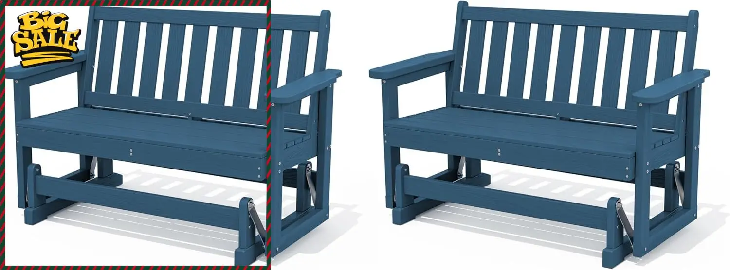 

Комплект из 2 уличных качелей-скамеек SERWALL, устойчивые к погодным условиям качели из HDPE для двора, сада, веранды, темно-синие