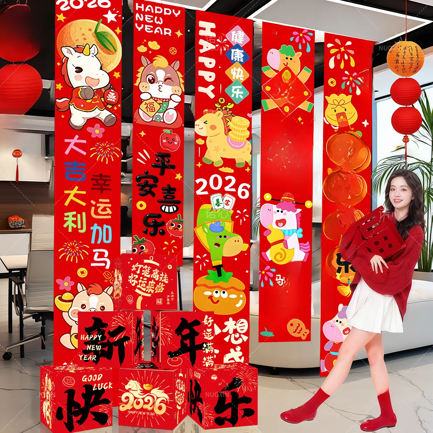 

Новогодний декоративный баннер, праздничные украшения, тканевое украшение для школы, магазина, класса, подвесное украшение для оформления интерьера