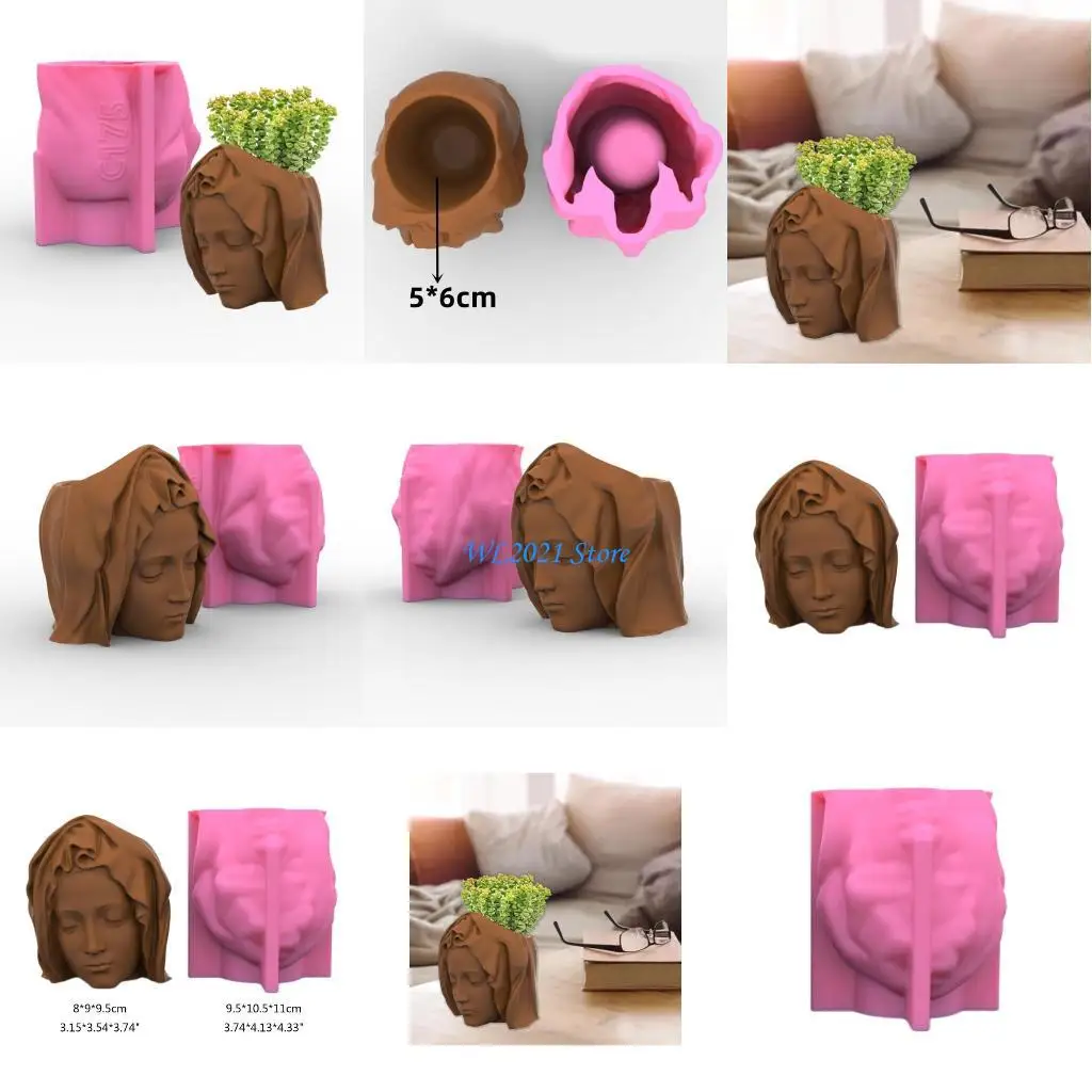

G5GC Gypsum Flower Pot Silicone Resin Mold Epoxy Resin Casting Mold Vase Cement Mold Holder Mold
