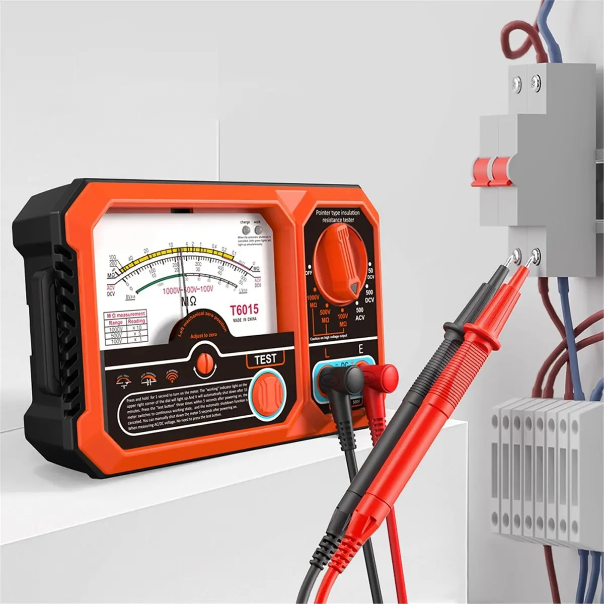 Multi-use Gear Pointer Insulation Resistance Meter AC DC Voltage Detect 2000MΩ USB Rechargeable Megohmmeter for Electrical Testi