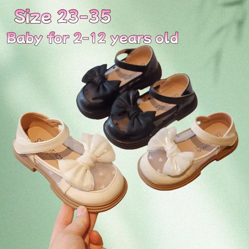 

Girl Princess Shoes for Party Wedding Children Love Breatheable Lace Mesh with Bow-knot Performance Shoes Size 23-35