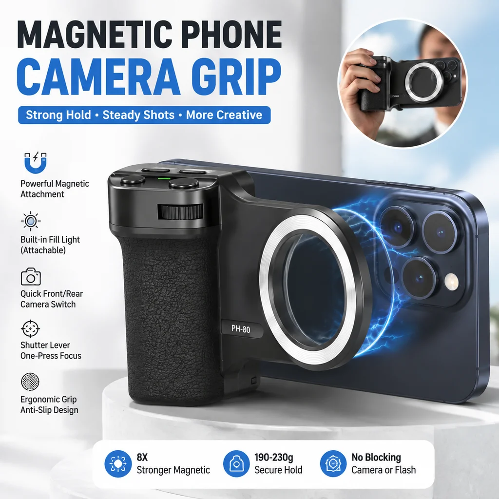 Photography Prompt - PH80 ที่จับโทรศัพท์แม่เหล็ก Magsafe สำหรับถ่ายภาพ แรงดูด 8