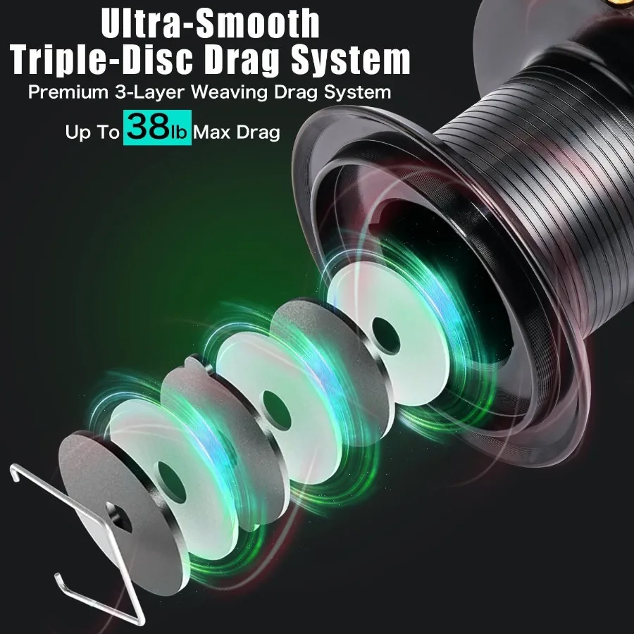 بكرات دوارة للمياه المالحة عالية الدقة سلسلة 10000 مع بكرة ألومنيوم CNC لصيد سمك الشبوط المتقدم والاستخدامات متعددة الاستخدامات في كلاهما #4