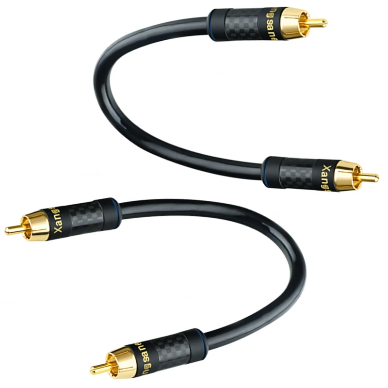 

2 Core Pure Silver RCA Signal Cable Carbon Fiber Gold Plated RCA Plug Dual Shielded HiFi Audio Amplifier CD Signal Cable