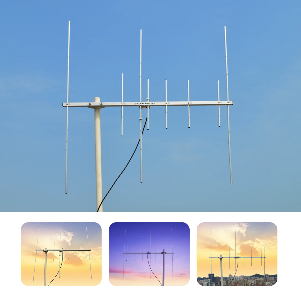 Dwuzakresowa antena Yagi HYS 2m 70cm VHF UHF Yagi High Gain Ham Radio Vertical Base Antenna do systemu repeater, skanera HT