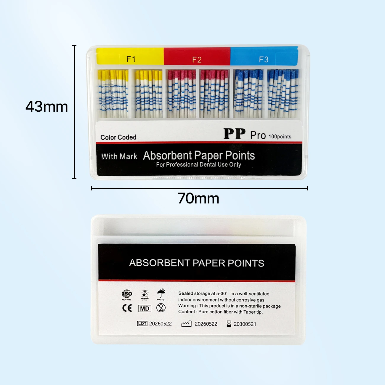 1Box Dental Absorbent Paper Points Taper F F1 F2 F3 F4 F5 With Mark Disposable Endodontics Material Root Canal Clean Tips To