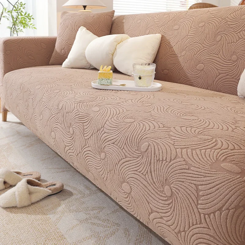 Anti-Slip Sofa Cushion Cover Jacquard Fleece Sofa Cover Elastic Detachable Sofa Cover Pet and Children's Furniture Protective