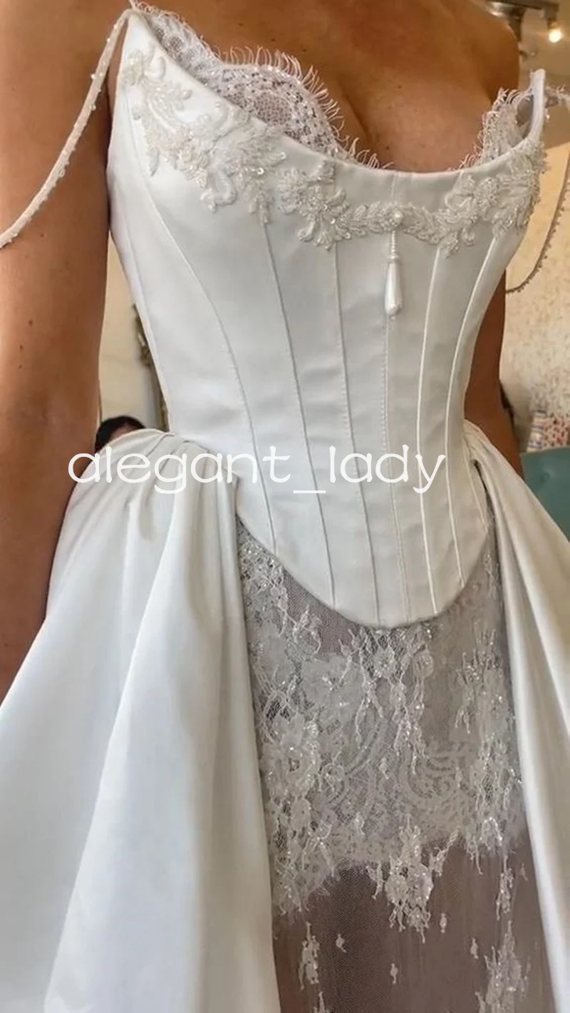 Gorgeous Princess Wedding Dresses With Overskirt Boning Corset Lace-up Garden Church Bridal Gowns vestidos novias boda customsiz