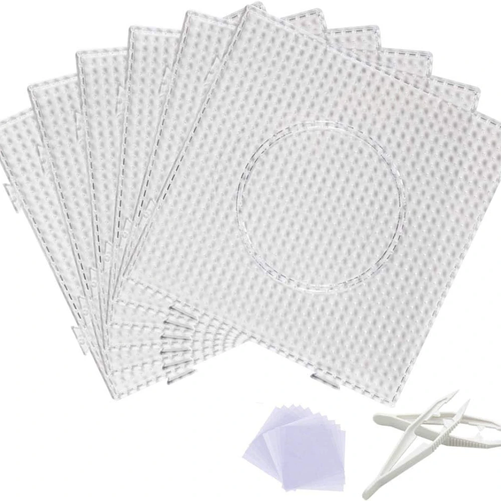 Perler Hama Beads 6Pcs 5mm besar persegi bening manik-manik plastik pegboard manik-manik Puzzle pinset untuk anak-anak kerajinan sekering manik papan