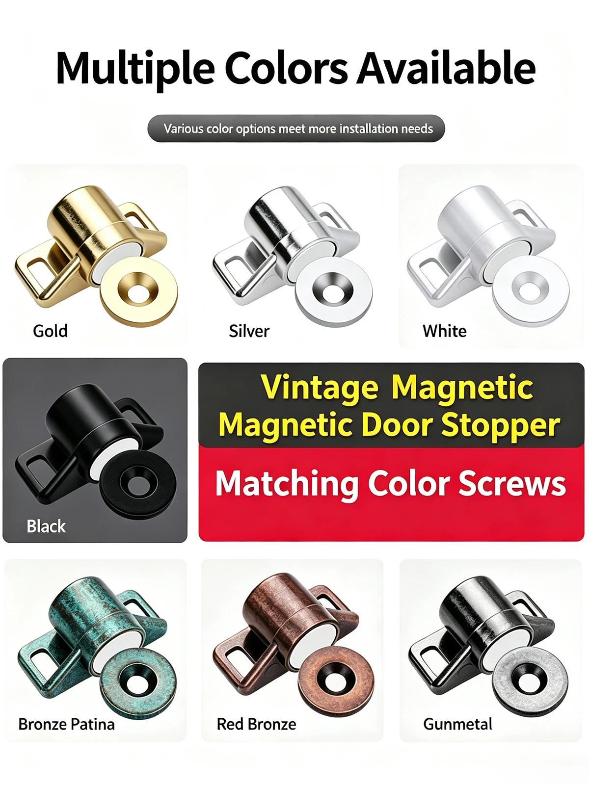 1pcs Magnet Cabinet Door Catch Strong Magnetic Door Stopper w/screw Alloy Drawer CLoser Gold Bronze Silver Black Latch 35*19mm