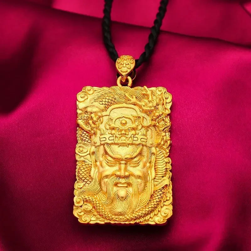 

Color Copper 24K Gold Plated Pendant Men's Necklace Embossed GuanGong Charms Temperament Domineering New Style Does Not Fade