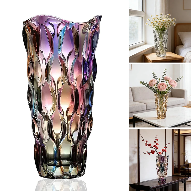 

Multifunctional Clear Glass Vase Planter for Hydroponic Plants Flowers Home Wedding Colorful Decor Luxury Countertop Centerpiece