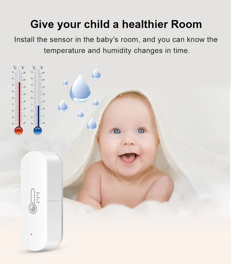 Tuya WiFi Temperature Humidity Sensor Indoor Hygrometer Detector Room Smart Home Thermometer Detectors Support Alexa Google