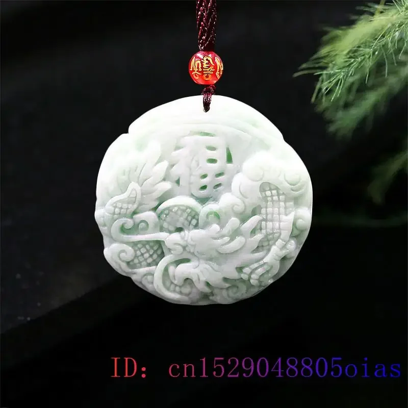 Green Jade Dragon Pendant Natural Women Fashion Charm Amulet Accessories Jewelry Gifts Gemstone Chinese Necklace Carved