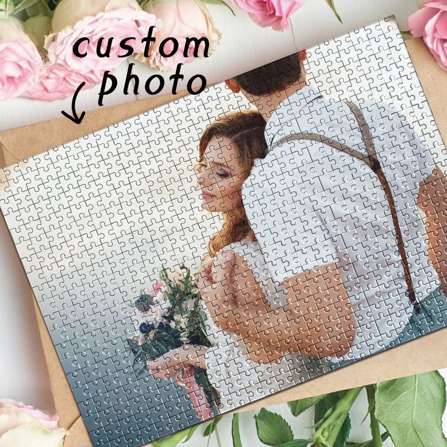 35/150/300/500/1000pcs nice couple Custom Photo Personalised Decompression Puzzles Custom DIY Personalised Photo Portrait Puzzle