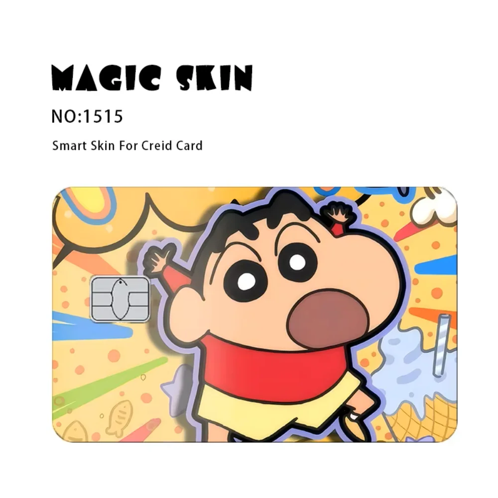 Kawaii Crayon Shin-Chan PVC Sticker Film Tape Skin for Credit Debit Card Cartoon 2.5D HD Matte Waterproof Stickers Girls Gifts