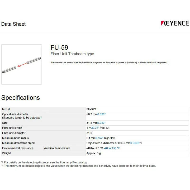 Совершенно новый оригинальный оптоволоконный датчик сквозного луча FU-59 KEYENCE