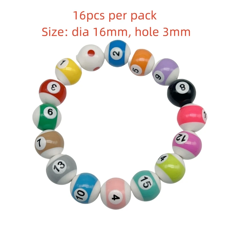 Round Acrylic Billiard Ball Beads Bracelet Originality DIY Childrens Handmade Lucky Numbers Accessories Jewelry Making Gift Toys