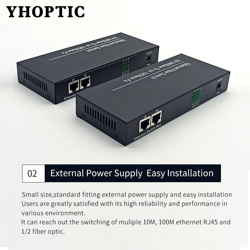 Imagem -03 - Único Modo do Transceptor Ótico da Fibra 10 100m 20km Interruptor dos Ethernet Porto da Fibra Ótica Porto Rj45 com Fonte de Alimentação 12v 2a o