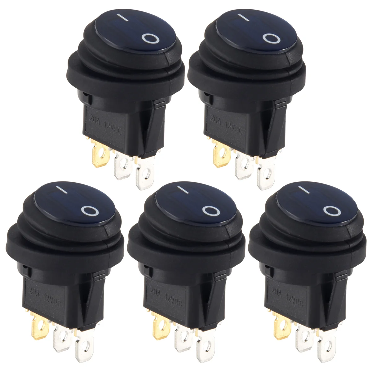 5 pcs 12V 20A Waterproof Round On/Off Rocker Switch Car Auto Boat SPST