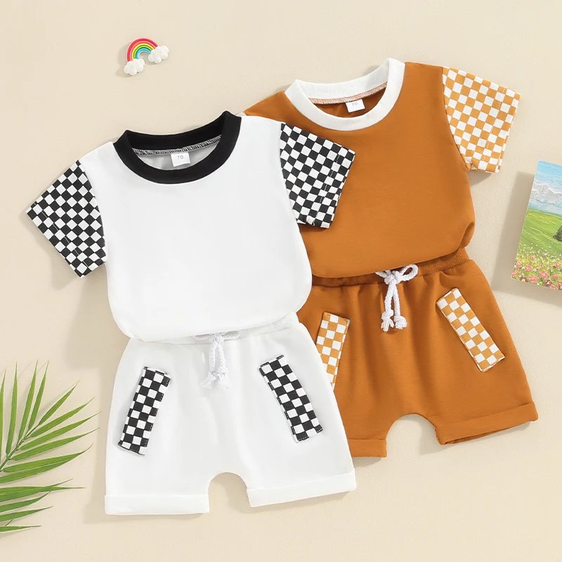 

2023-12-16 Lioraitiin Toddler Baby Boy Summer Clothes Short Sleeve T Shirt Shorts Cute Infant baby Boy Outfit 2PCS Clothing Set