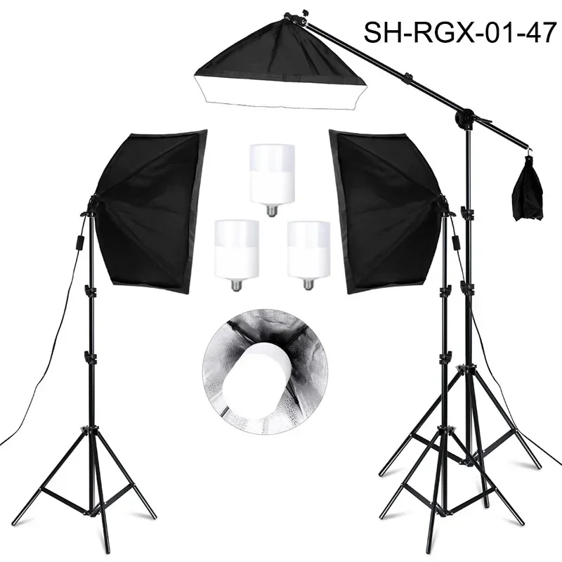 SH 50x70CM Fotografie Softbox Verlichtingssets E27 Base Professioneel continu lichtsysteem Softbox voor fotostudio-apparatuur