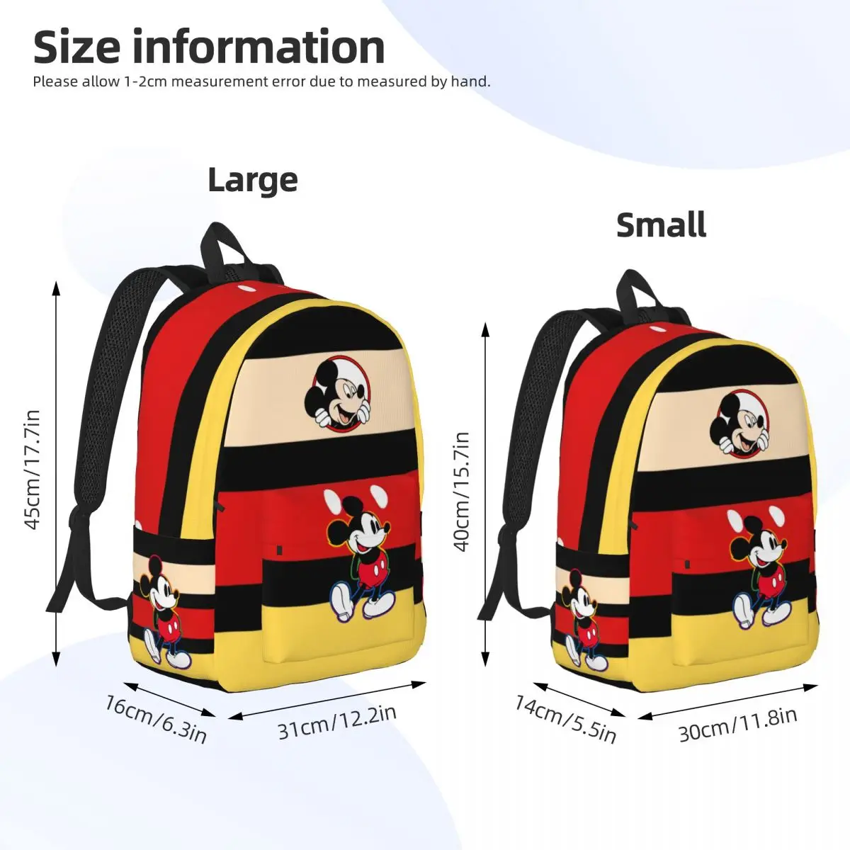 Cute Mouse Mickey Backpack for Kindergarten Primary School Student Book Bags Boy Girl Kids Daypack Mickey Merch Gifts