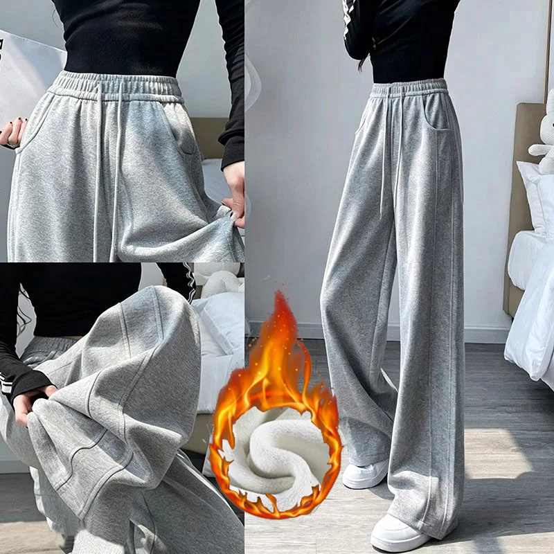 2026 Winter Classic Damen Dünne Warme Samt-Schneehose, Hochgeschnittene Fleece-Hose für Frauen, Modische Thermo-Plüsch-Jogginghose für Mädchen