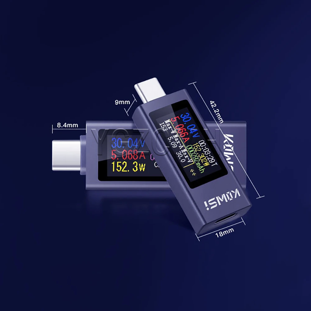 Typ-C Handy-Ladekapazitätstester Multifunktionales Digital-Display DC-Voltmeter Leistungsmesser DC4-30V 0-12A KWS-2302C – Detail 13