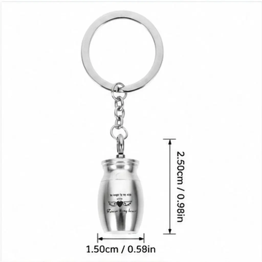 Pet Ash Keepsake Key Chain Metal Urn Container Mini Lightweight Unscrew Lid Memorial Pendant Key Decor Ornament