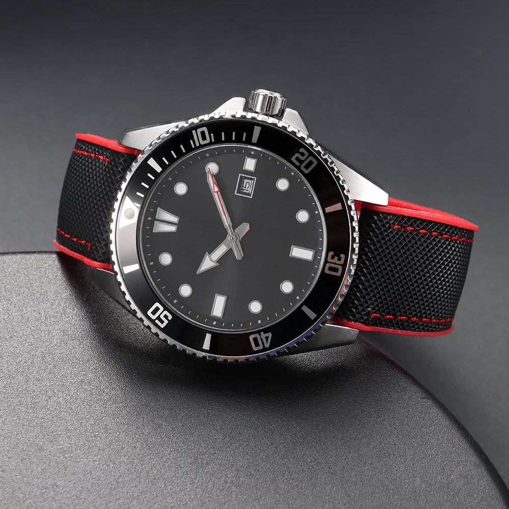 Nylon-Segeltuch-Gummi-Hybrid-Uhrenarmband 18/19/20/21/22/24mm für IWC, Tudor, Seiko, Omega mit Schmetterlingsverschluss – Detail 6