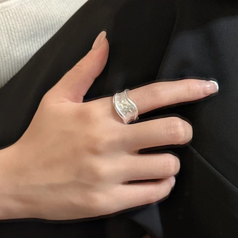 

Кольцо INS из стерлингового серебра 925 пробы, простое модное матовое индивидуальное кольцо в корейском стиле с нишевым дизайном для свадьбы