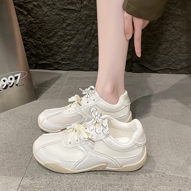 All Match Solid Walking Sneakers Ladies Flat Closed Toe Breathable Summer Footwear Outdoor Daily Commute Casual Shoes
