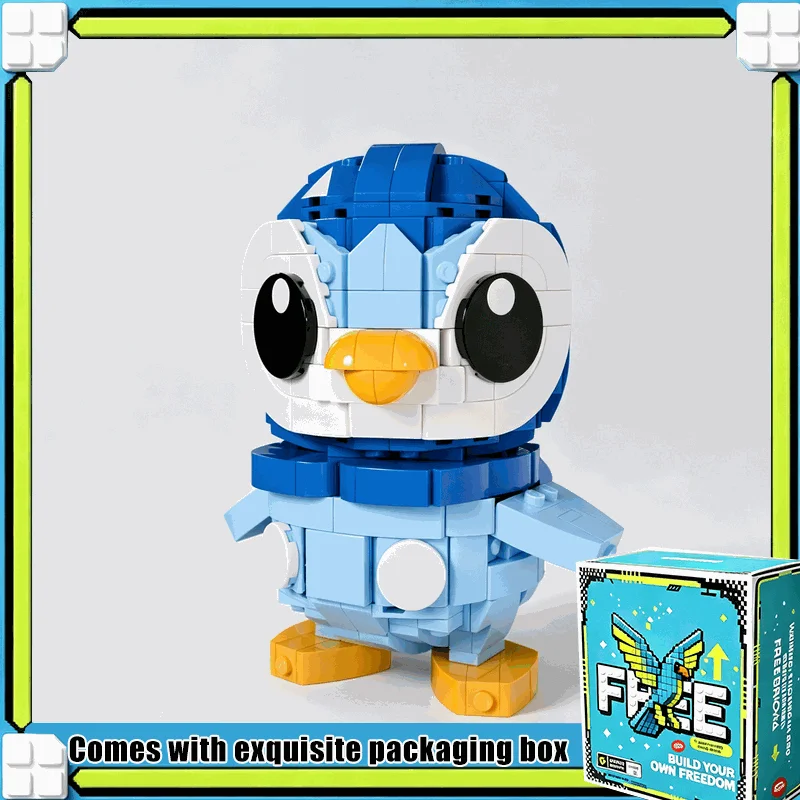 478PCS Cute Blue Penguin Bird Figure Model Custom Building Blocks Kit Creative DIY Assembly Toy Gift Collection Display Gift