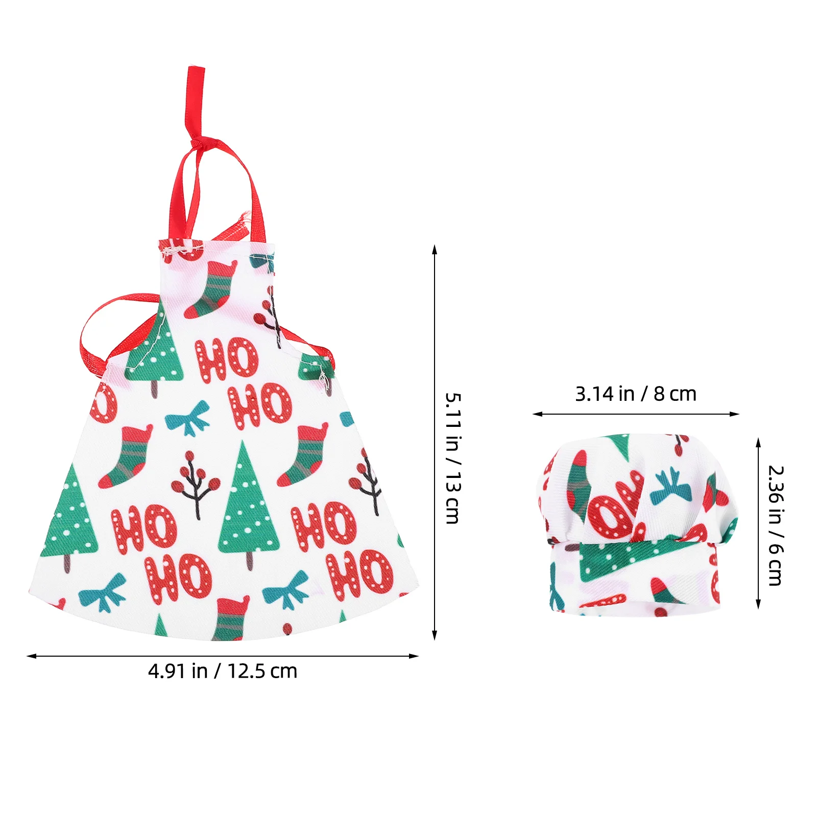 1 conjunto 1 conjunto de chapéu de chef de natal avental bjd vestir-se cozinha traje para crianças fingir jogar padrão de árvore de férias