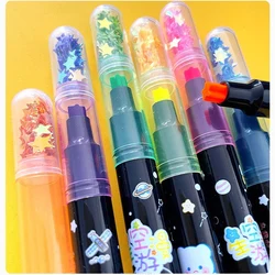 Juego de 6 colores de bolígrafo resaltador de estrella Kawaii, bolígrafo estampado bonito de Color caramelo, regalos para estudiantes, suministros de papelería escolar