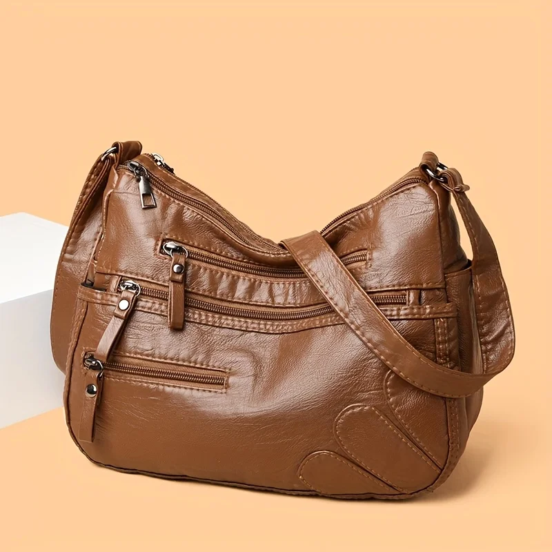 

Vintage Leather Women's Bag, Fashionable and Versatile Crossbody Bag, Large Capacity Commuting Minimalist Shoulder Bags