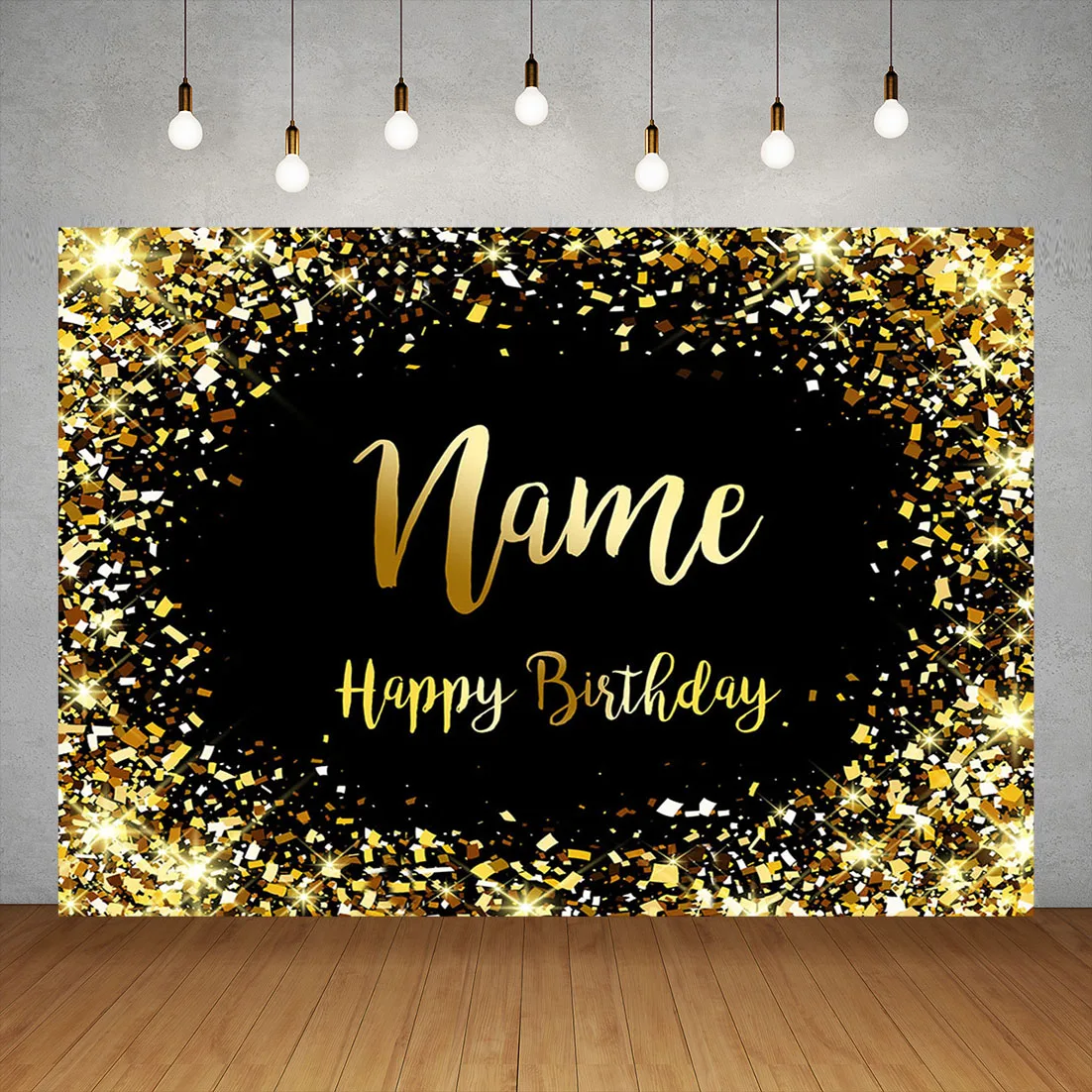 Birthday Banner Customize Photo Background Custom Name Silver Golden Pink Glitter Photophone Backdrops Party Decor Photocall