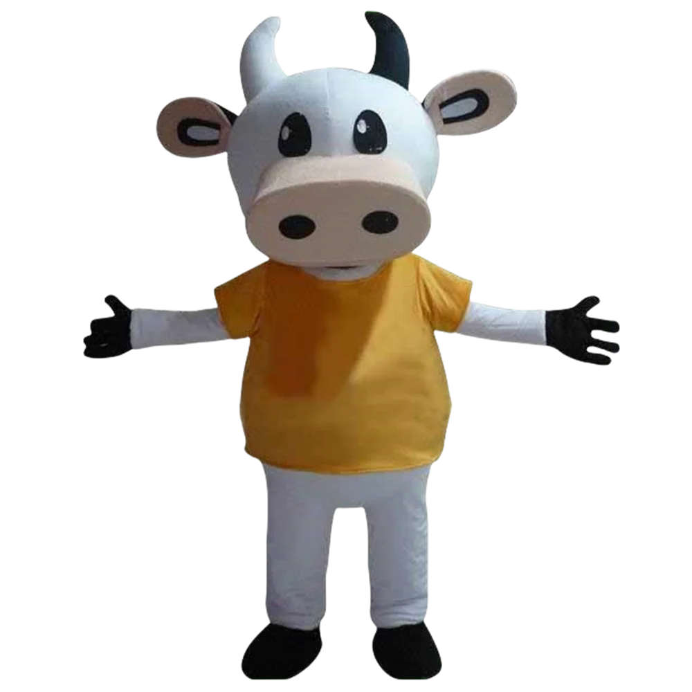 mascot Yellow Coat Milk Cow Mascot Costume Dairy Cattle Cow Calf Mascotte Adult Size Cow Costumes Cosply Canival Costume437