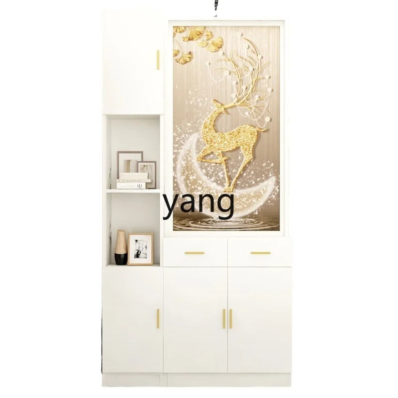 

LTT screen partition living room simple modern door entry double-sided solid wood rack wine cabinet