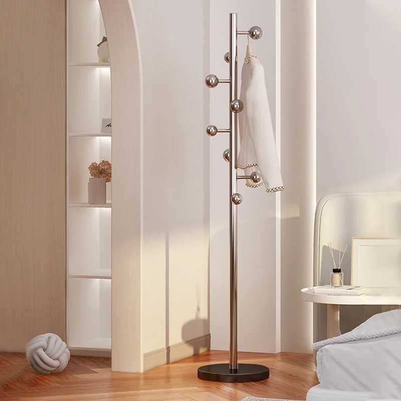 

Light luxury stainless steel coat rack floor bedroom does not take up space vertical entrance home living room Internet