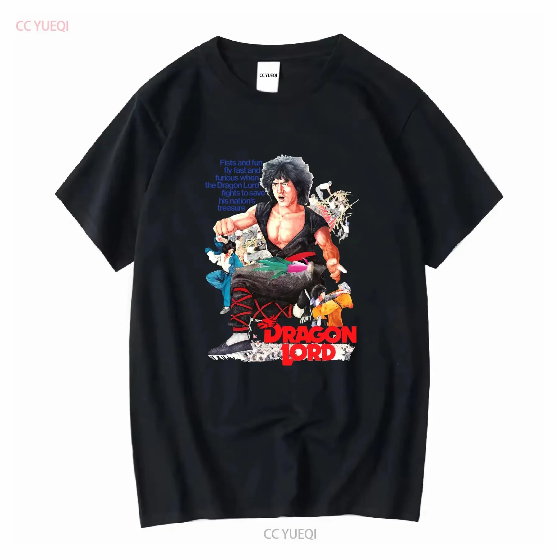 Camiseta Dragon Lord Jackie Chan, cartel de película de algodón Vintage Natural, color Beige, todas las tallas S M L XL 2X 3X 4X 5X, vintage lavado para hombre